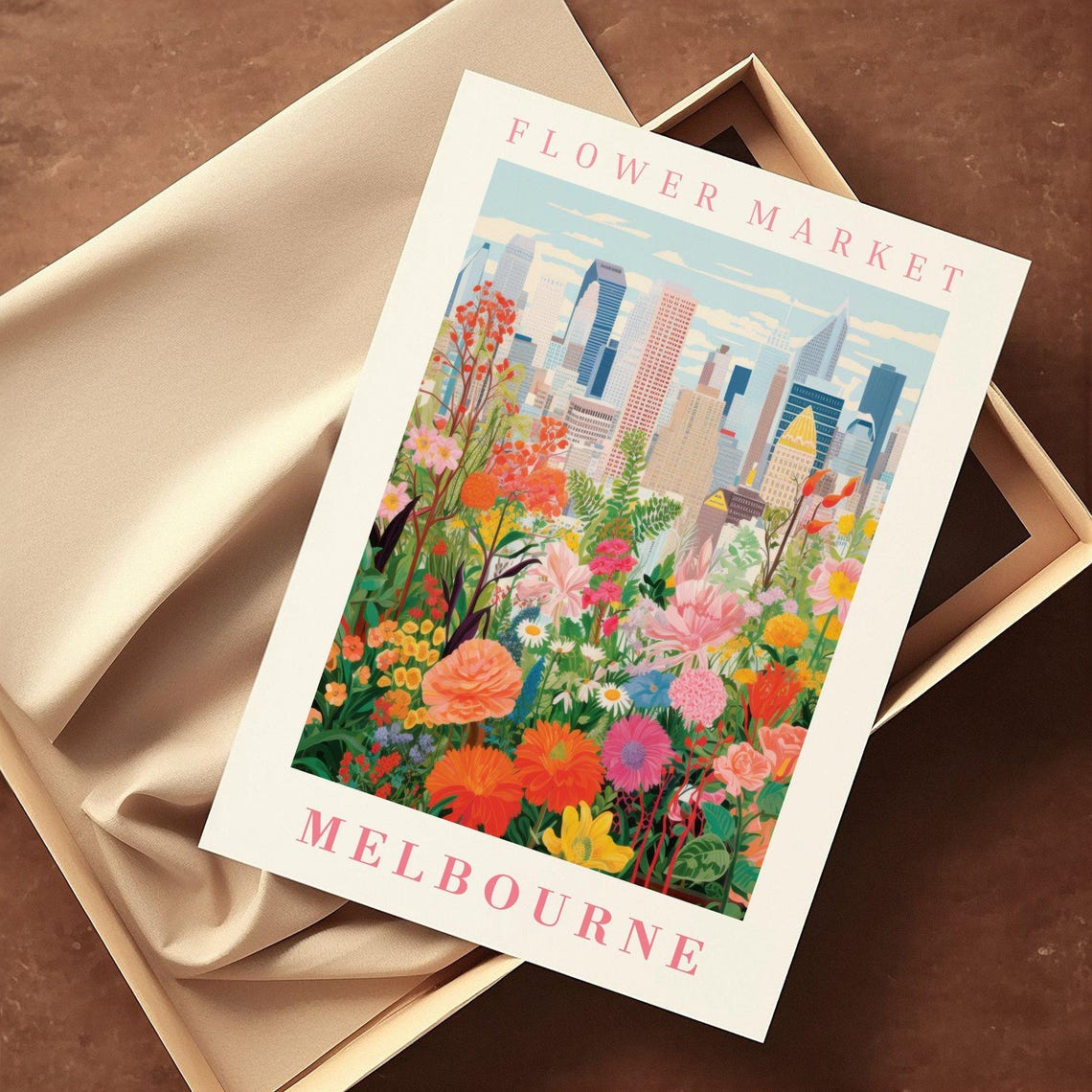 Melbourne Flower Market Poster with Modern Skyline Wildflowers - Image 2