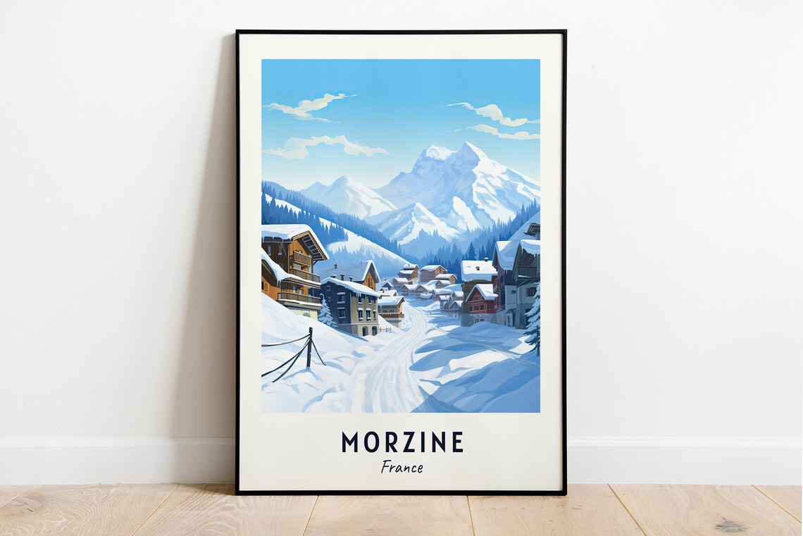 Morzine Travel Poster, France Ski Resort Print