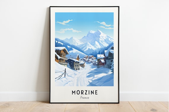 Morzine Travel Poster, France Ski Resort Print