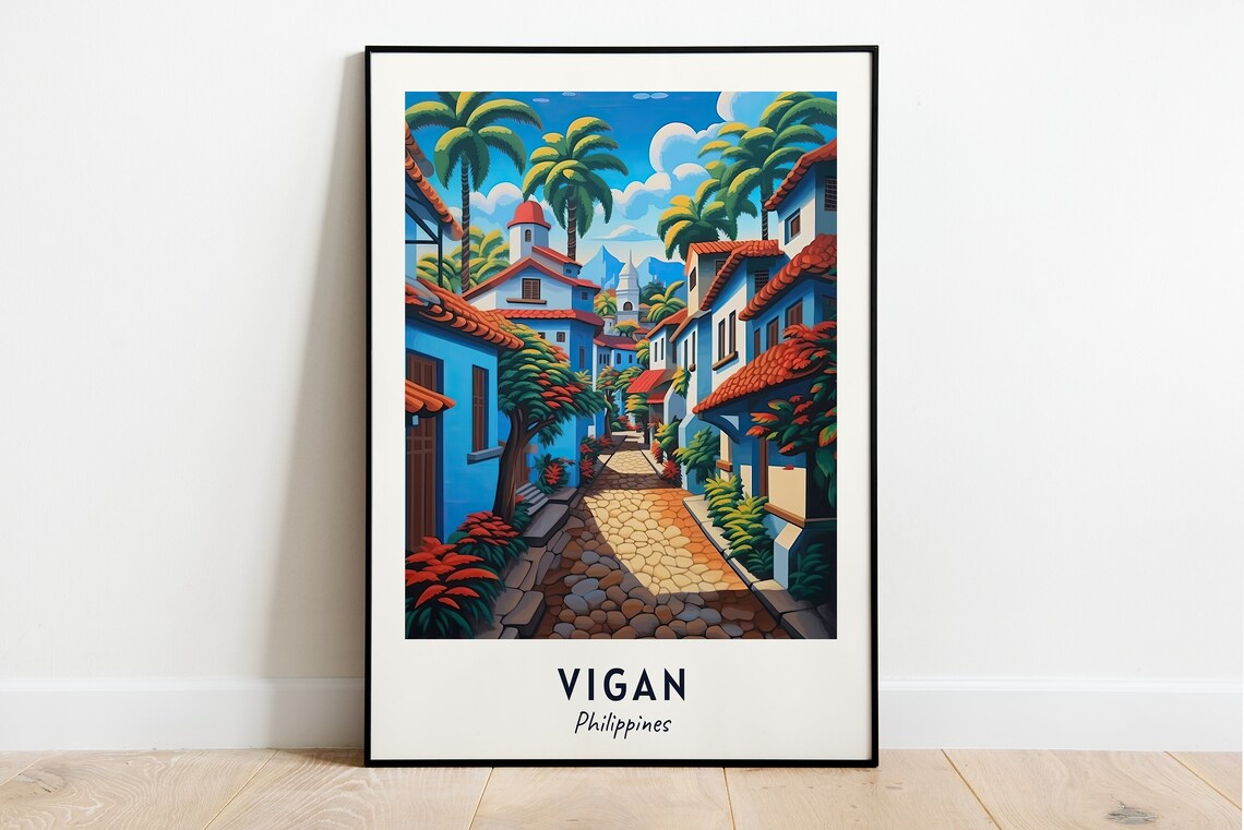 Vigan Calle Crisologo Cobblestone Street Philippines Travel Poster