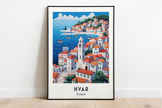 Hvar Croatia Harbor Town Bell Tower Sailboats Adriatic Coast Poster