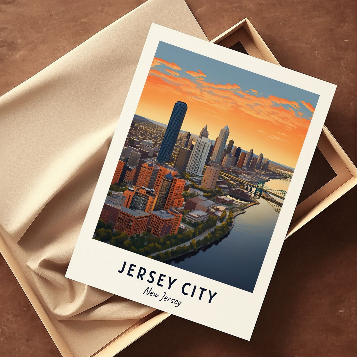 Jersey City City Print Jersey City Travel Poster New Jersey Travel Gift Jersey City New Jersey Poster Jersey City Gift - Image 3