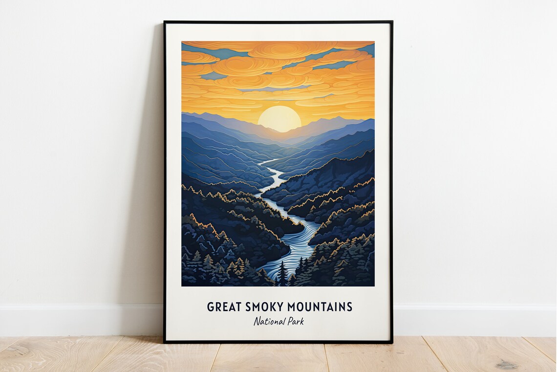 Great Smoky Mountains National Park Travel Print Wall Art Great Smoky Mountains National Park City Print Great Smoky Mountains