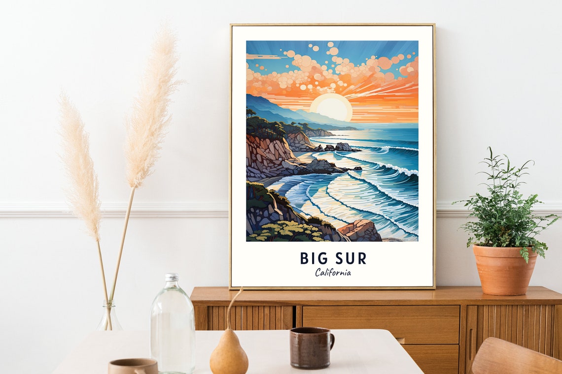 Big Sur Travel Print Wall Art Big Sur California City Print Big Sur Travel Gift Big Sur City Poster Travel Gift - Image 2
