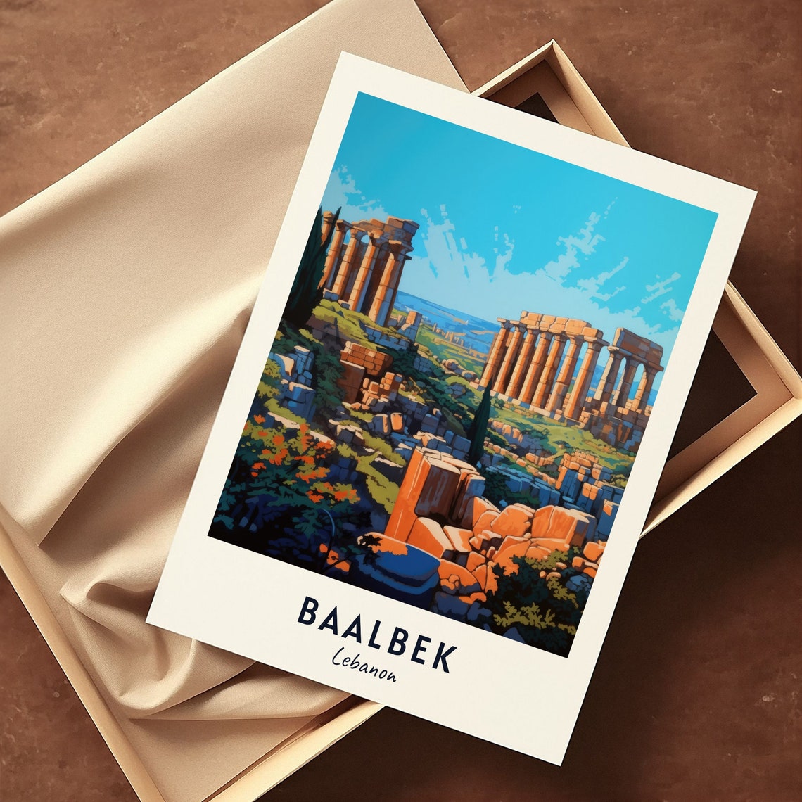 Baalbek Lebanon Ancient Roman Temple Columns Ruins Travel Poster - Image 3