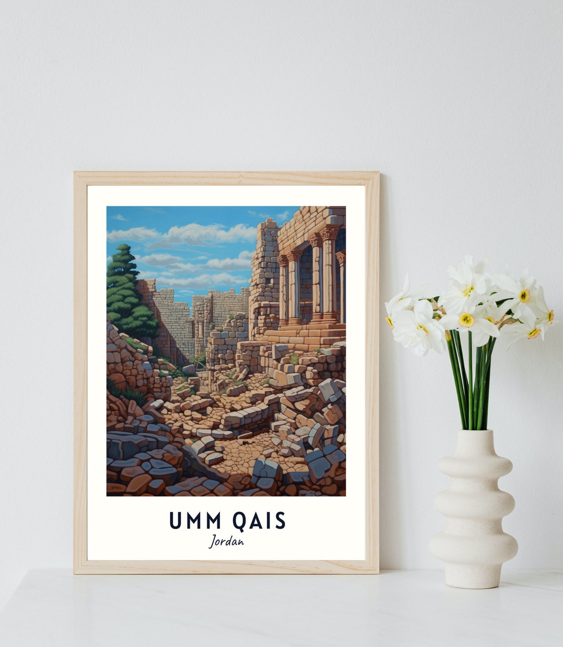 Umm Qais Jordan Ancient Roman Ruins Columns Stone Path Poster - Image 3