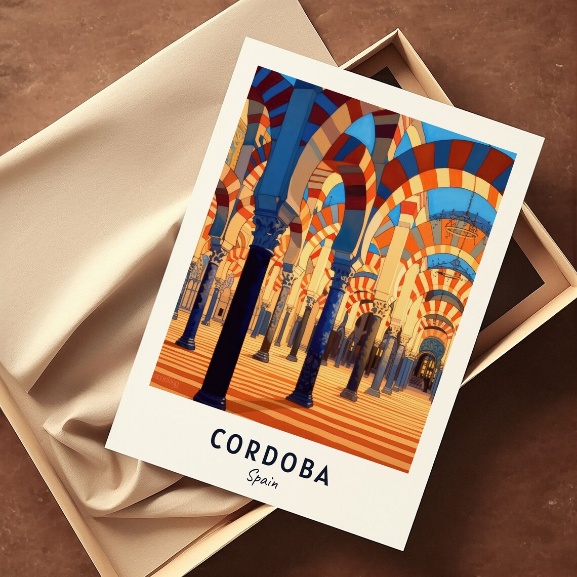 Cordoba Mosque Cathedral Striped Arches Interior Travel Poster - Image 3