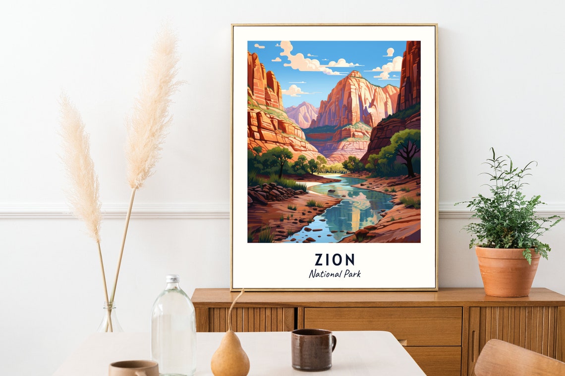 Zion National Park Travel Print Wall Art Zion National Park City Print Zion National Park Travel Gift Zion National Park Poster - Image 2