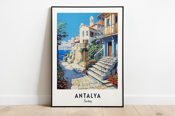 Antalya Kaleici Old Town Sea View Turkey Heritage Travel Poster