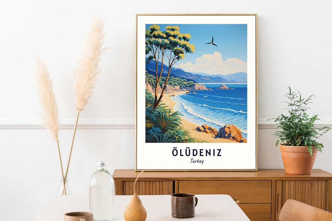 Oludeniz Turkey Beach Blue Lagoon Waves Minimalist Travel Poster - Image 2