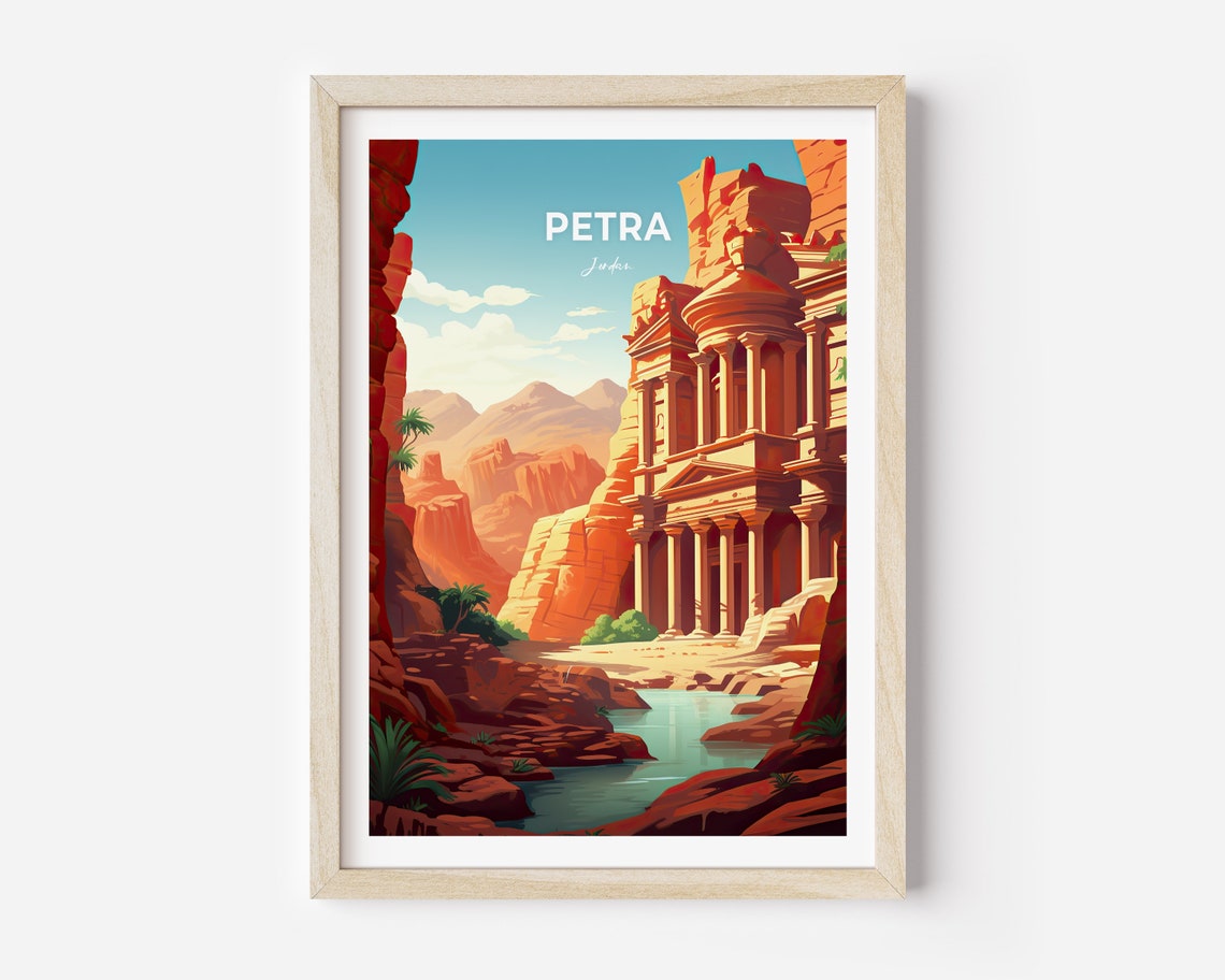 Petra Jordan Treasury Canyon Ancient Rose Red City Wonder Poster