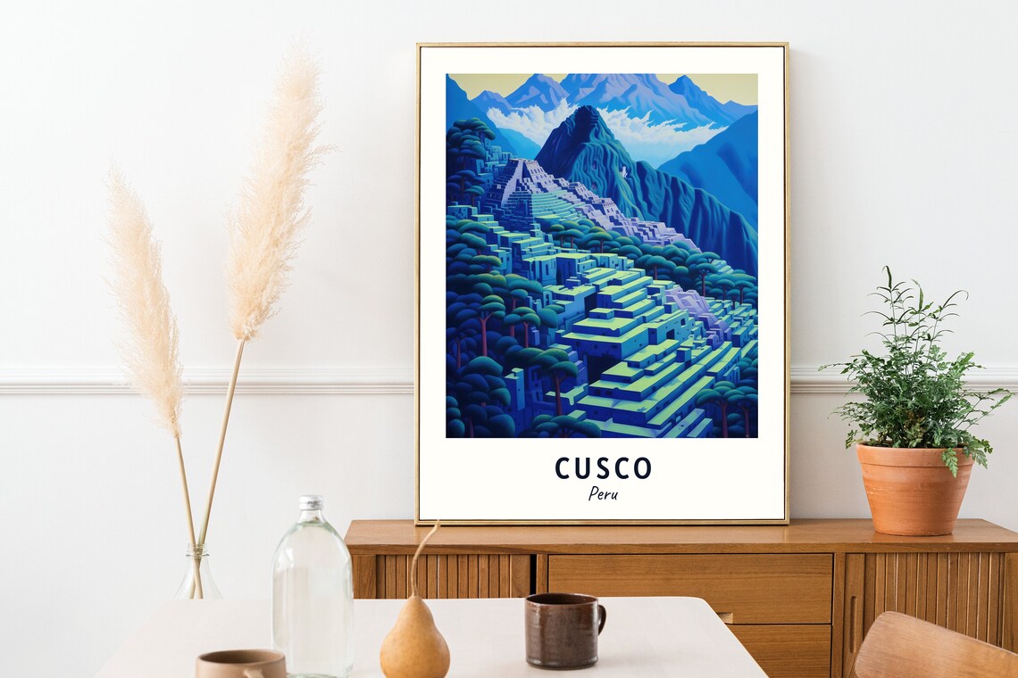 Machu Picchu Terraces Mountain Peaks Cusco Peru Travel Poster - Image 2