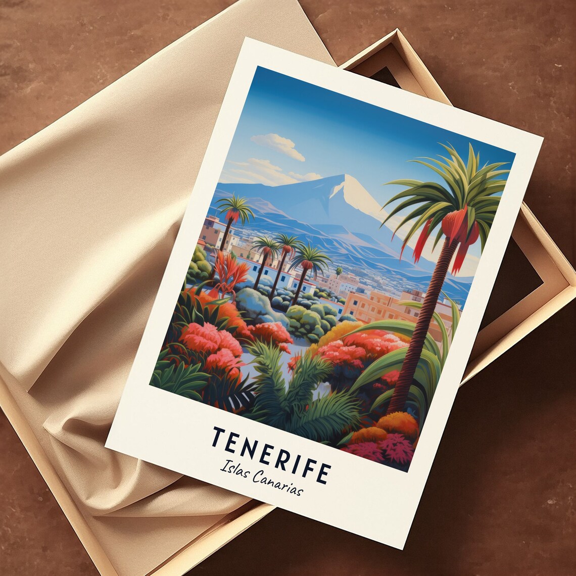 Tenerife Mount Teide Tropical Palm Gardens Canary Islands Travel Poster - Image 3