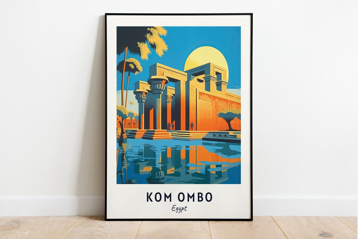 Kom Ombo Egypt Ancient Temple Columns By The Nile Travel Poster
