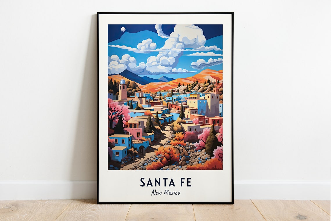 Santa Fe Travel Print Wall Art Santa Fe New Mexico City Print Santa Fe Travel Gift Santa Fe City Poster Travel Gift