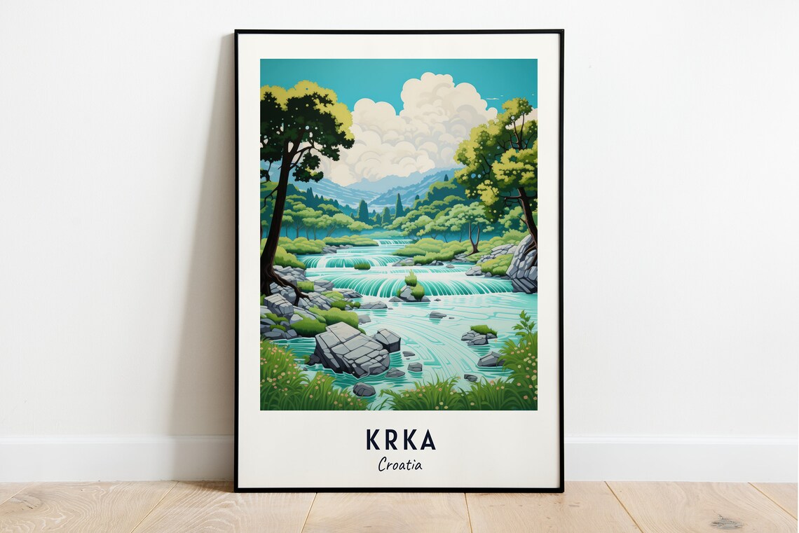 Krka Croatia Waterfalls National Park Cascades Travel Poster