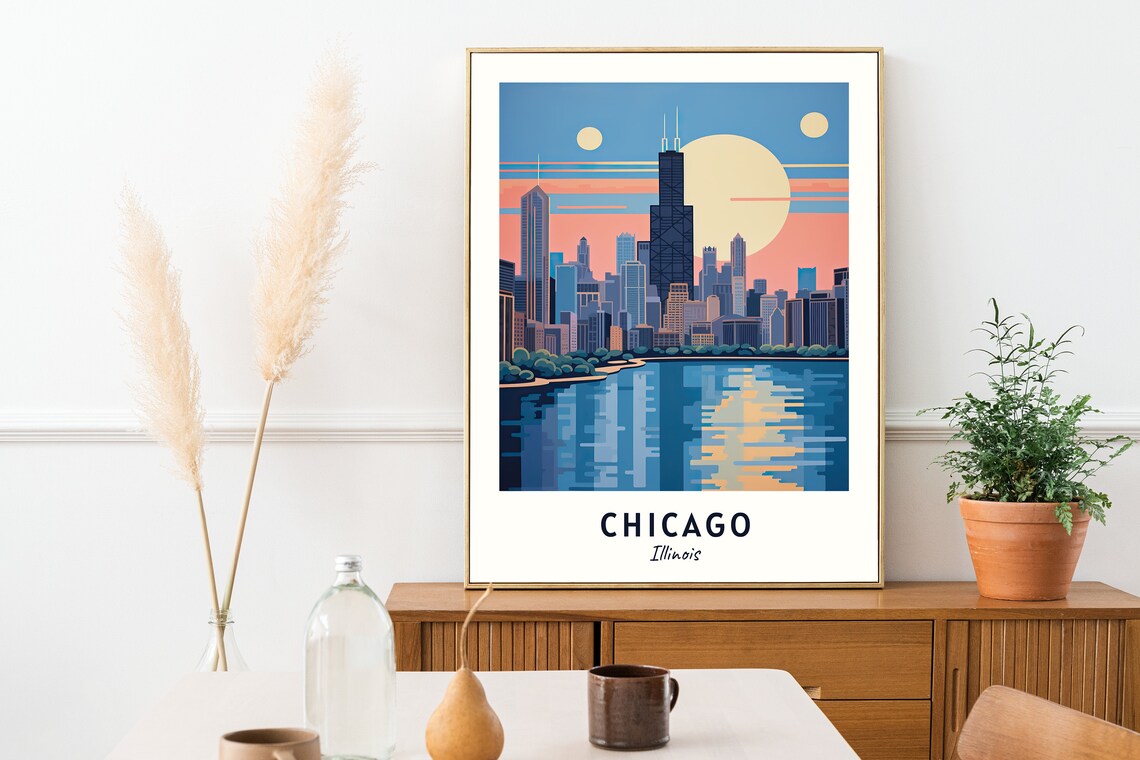 Chicago City Travel Poster, Illinois Wall Art Print - Image 2