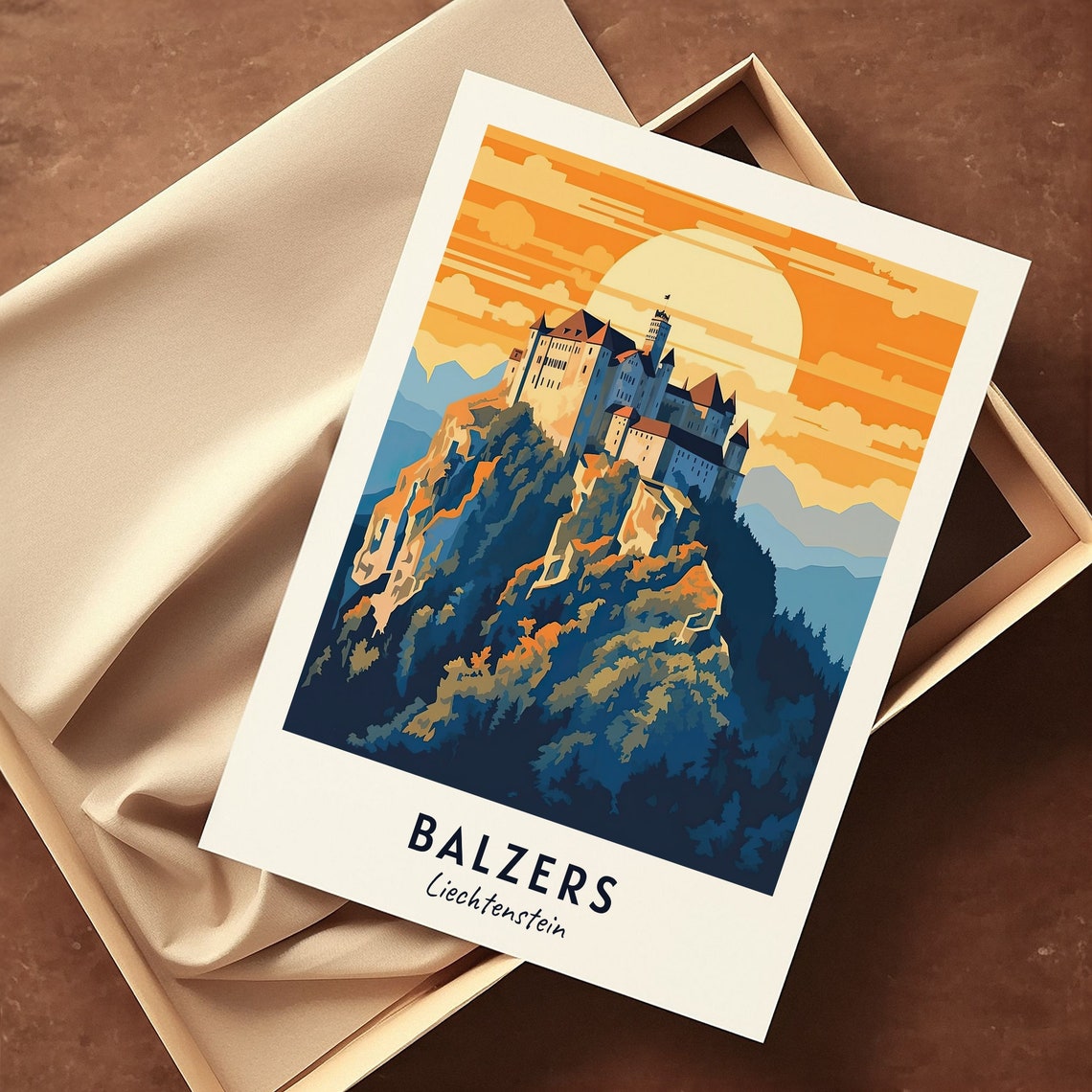 Balzers Liechtenstein Gutenberg Castle On A Rocky Crag Sunset Poster - Image 3