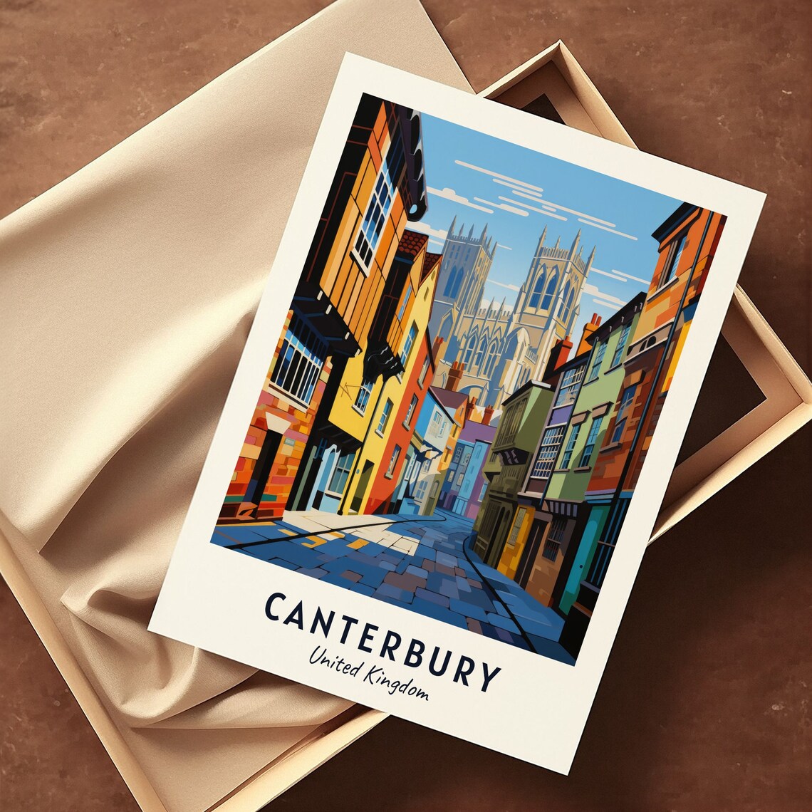 Canterbury United Kingdom Medieval Street To The Cathedral Poster - Image 3