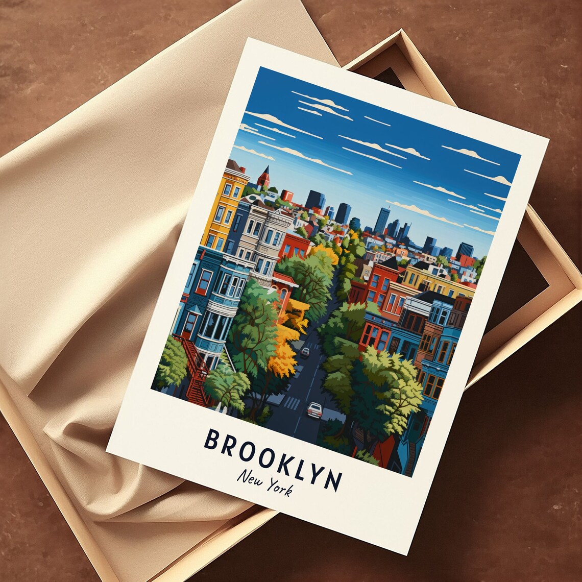 Brooklyn Brownstone Street Tree-Lined New York Travel Poster - Image 3