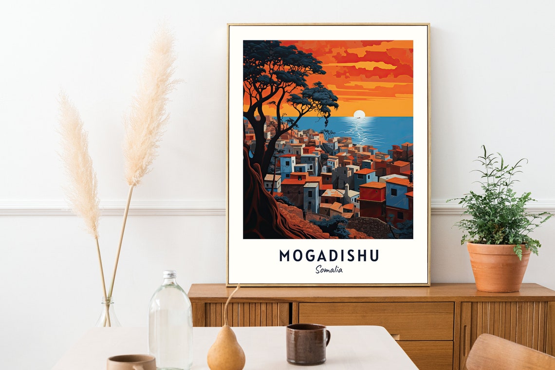 Mogadishu Somalia Coastal Town Sunset Seascape Travel Poster - Image 2