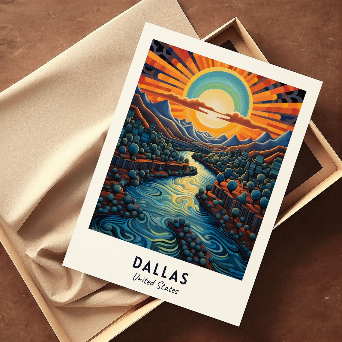 Dallas United States Radiant Sunset Canyon River Valley Travel Poster - Image 3