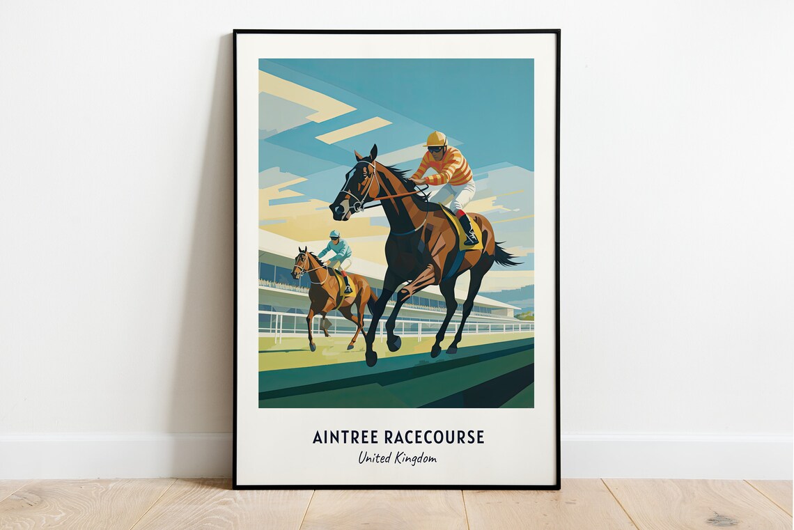 Aintree Racecourse Horse Racing Jockeys Action Sports Poster