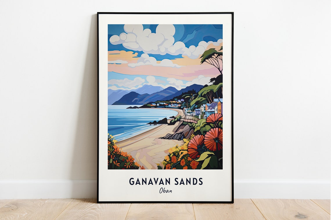 Ganavan Sands Oban Scotland Beach Coastline Wildflower Poster