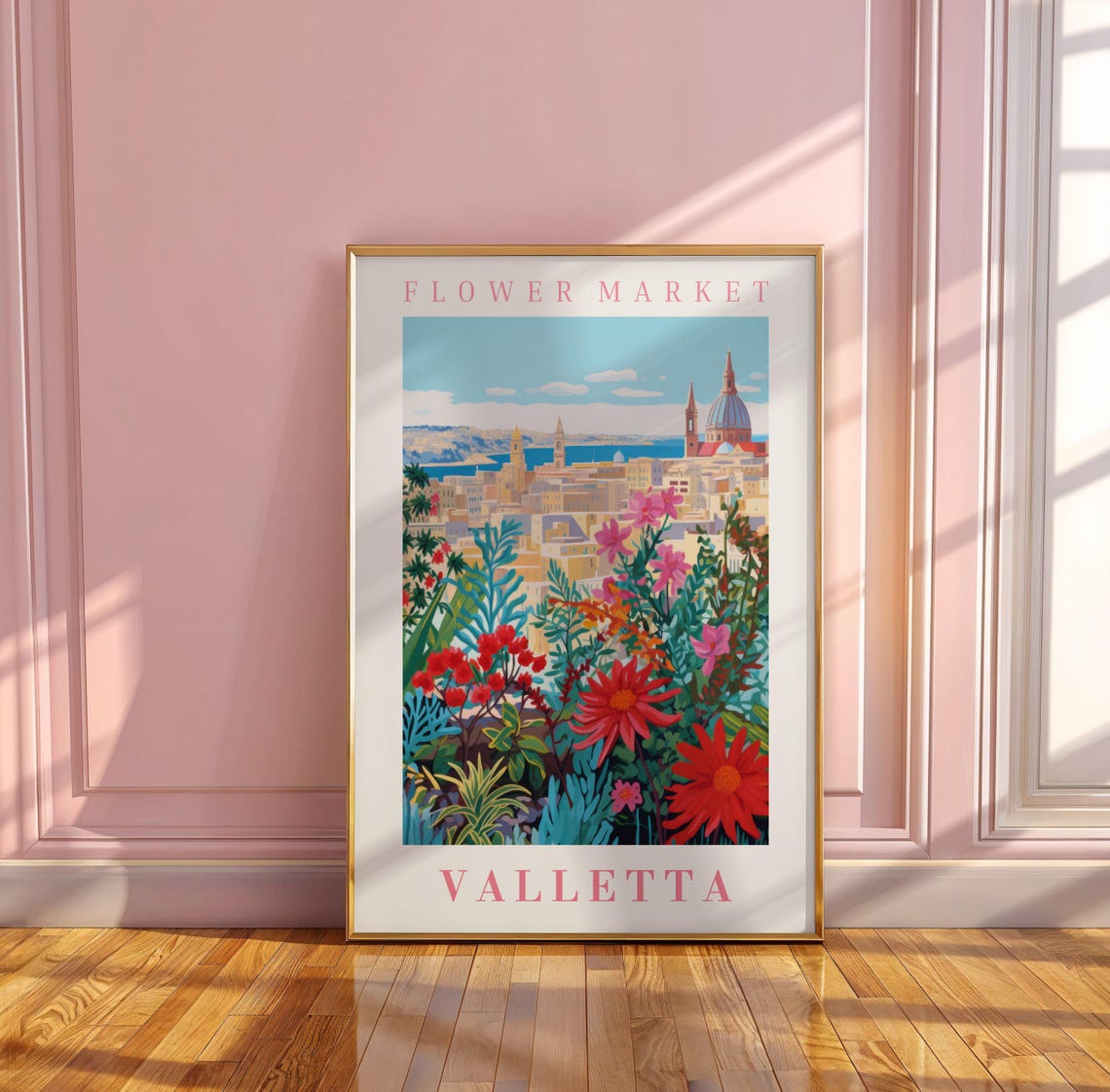 Valletta Flower Market Grand Harbour Dome View Travel Poster - Image 3