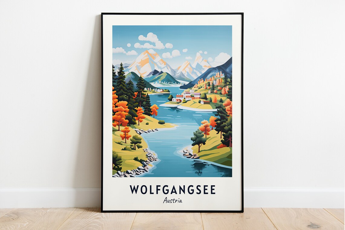 Wolfgangsee Austria Alpine Lake In Autumn Colors With Village Poster