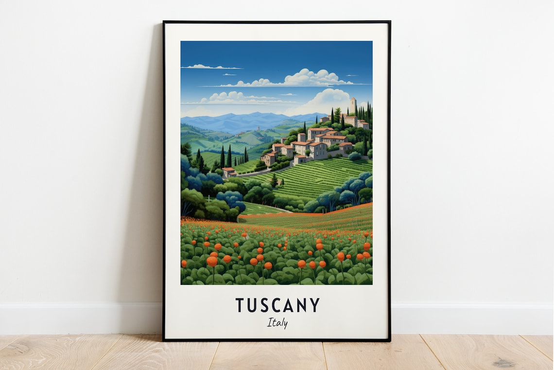 Tuscany Italy Travel Poster, City Wall Art Print