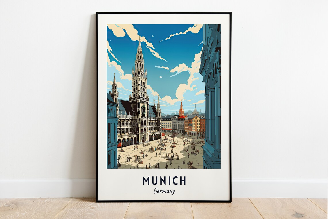 Munich City Print, Germany Travel Poster