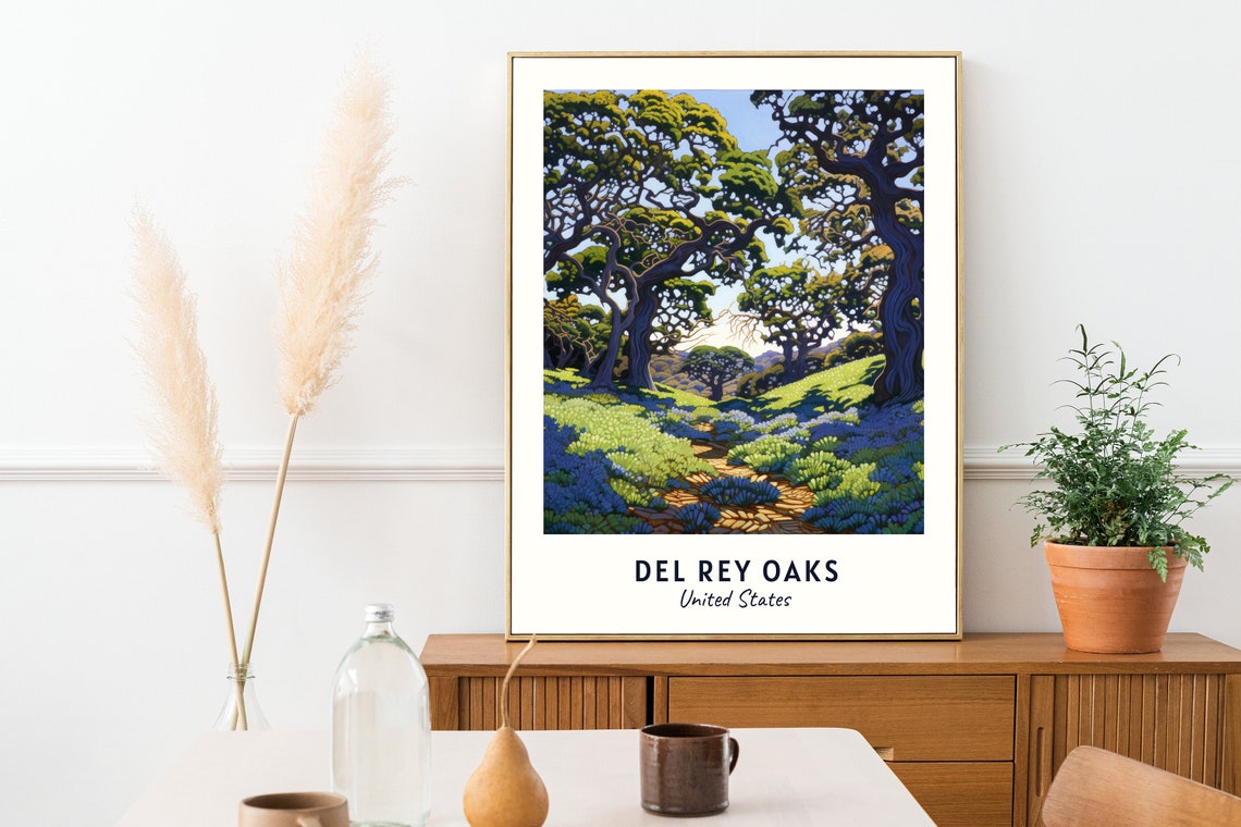 Del Rey Oaks Travel Print Wall Art Del Rey Oaks United States City Print Del Rey Oaks Travel Gift Del Rey Oaks City Poster Travel Gift - Image 2