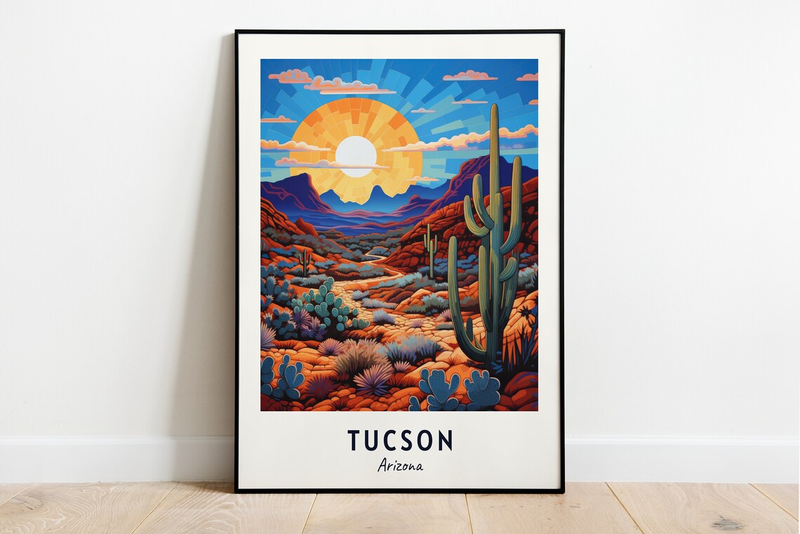 Tucson Arizona Travel Poster, City Gift Print