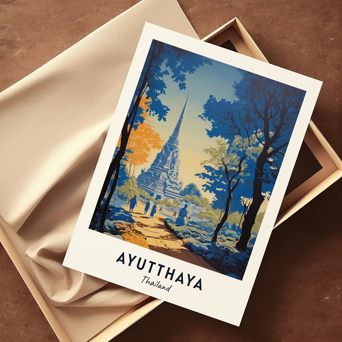 Ancient Temple Prang Among Tall Trees Ayutthaya Thailand Poster - Image 3