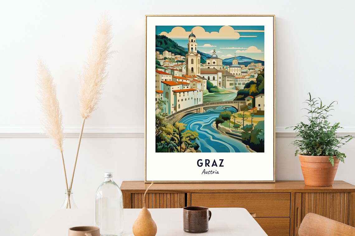 Kunsthaus Graz Travel Poster, Austria City Print - Image 2