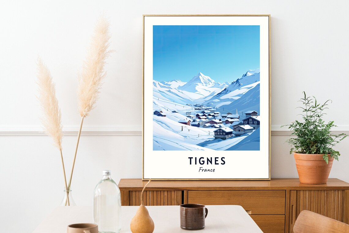 Tignes France Village Beneath the Towering Glacier Peak Poster - Image 2