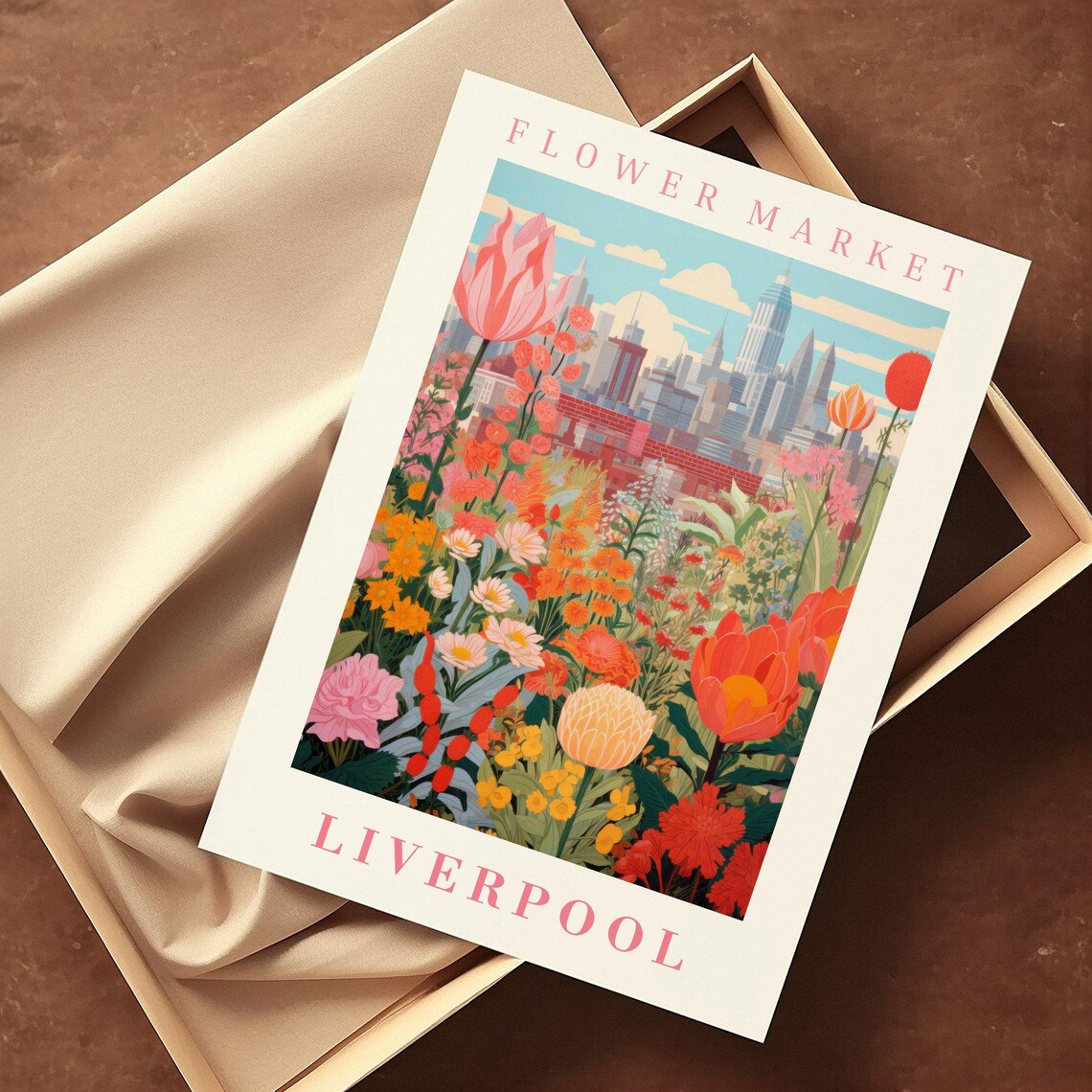Liverpool Flower Market Poster Wall Decor United Kingdom Floral Illustration Botanical Gallery Wall Art Gift For Friend Travel Poster - Image 2