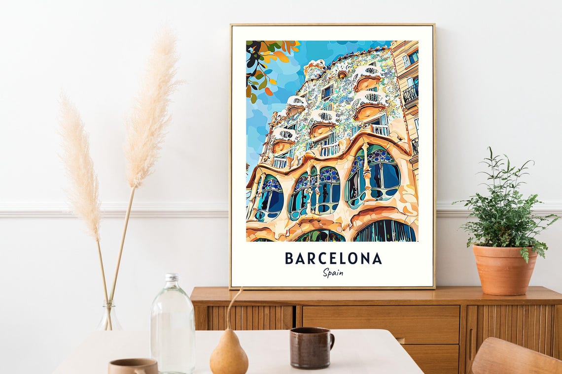 Barcelona Travel Print Wall Art Barcelona Spain City Print Barcelona Travel Gift Barcelona City Poster Travel Gift - Image 2