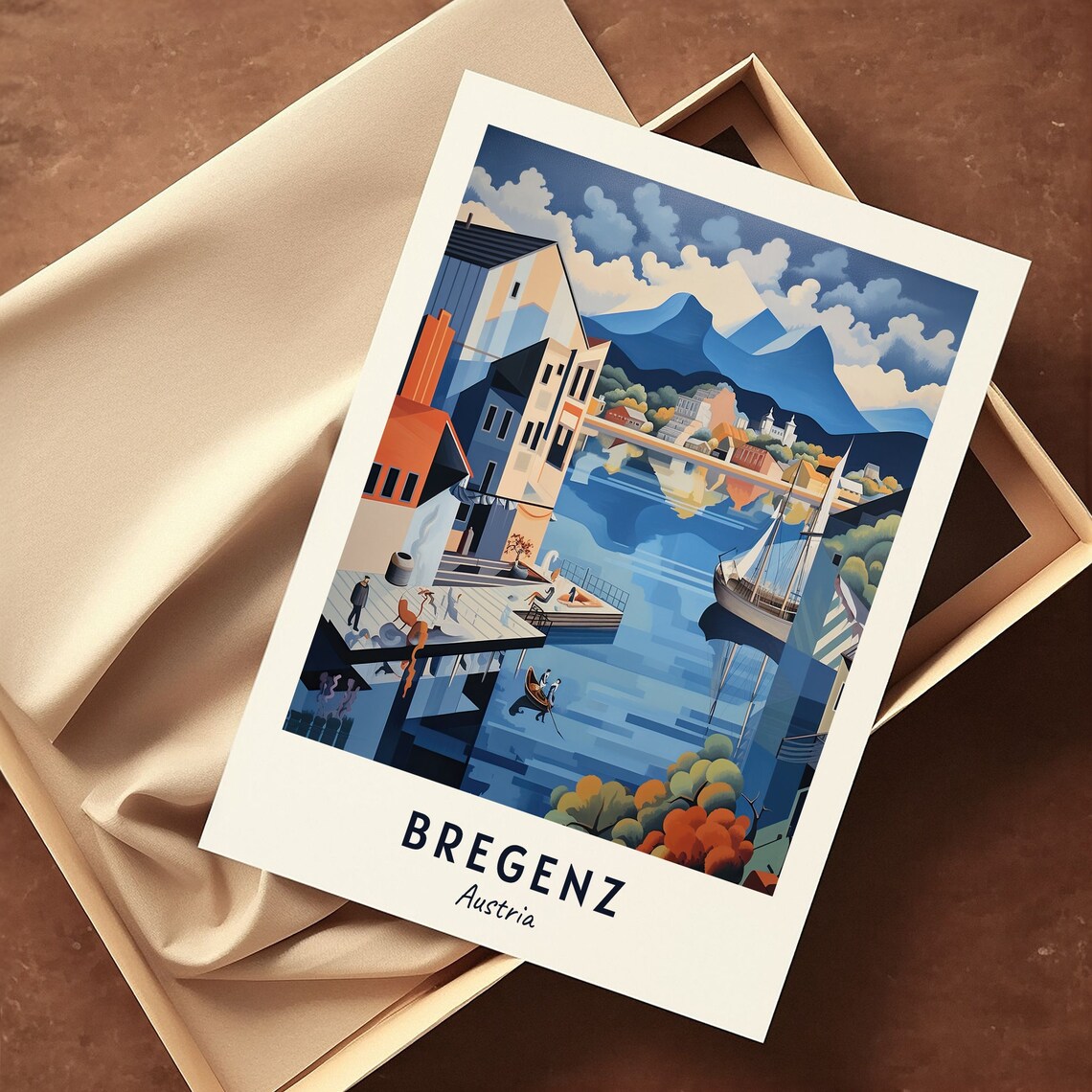 Bregenz Austria Lake Constance Harbor Sailboats Travel Poster - Image 3