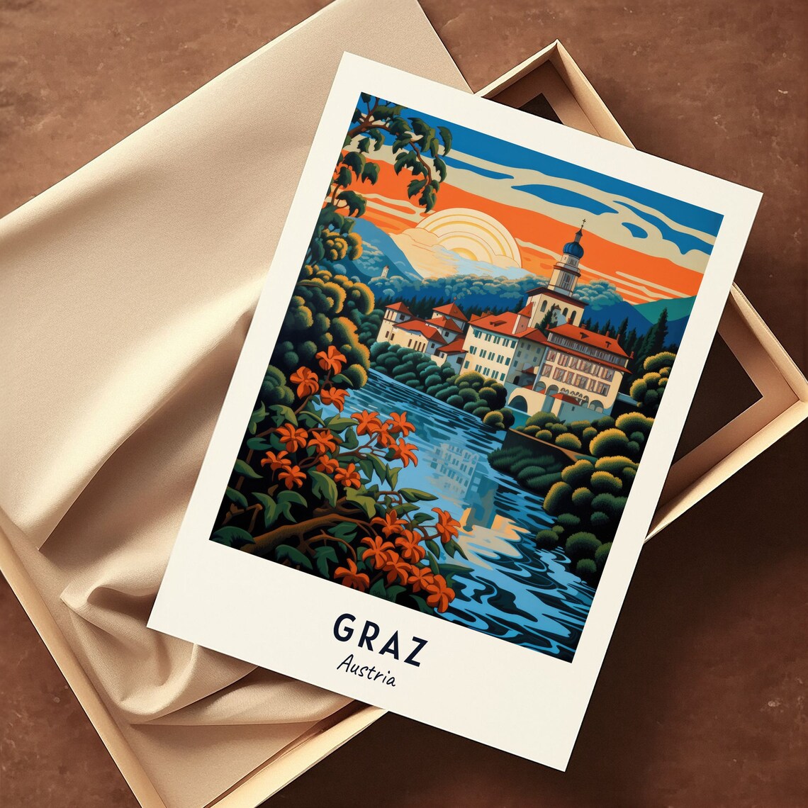 Schlossberg Travel Print Wall Art Graz Austria City Print Schlossberg Travel Gift Schlossberg Poster Travel Gift - Image 3