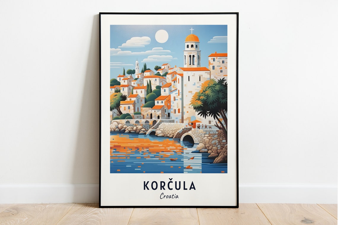 Korčula Croatia Old Town Domed Tower And Stone Bridge Poster