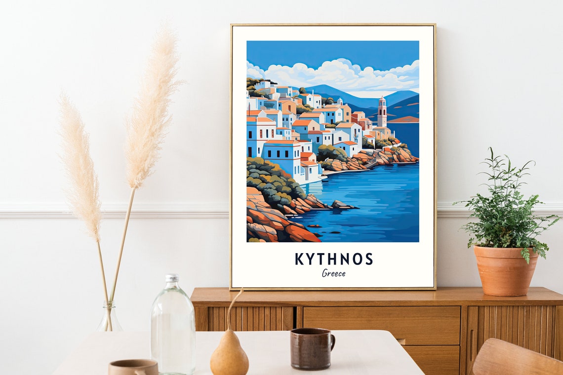 Kythnos Greece Whitewashed Island Village Rocky Coast Travel Poster - Image 2