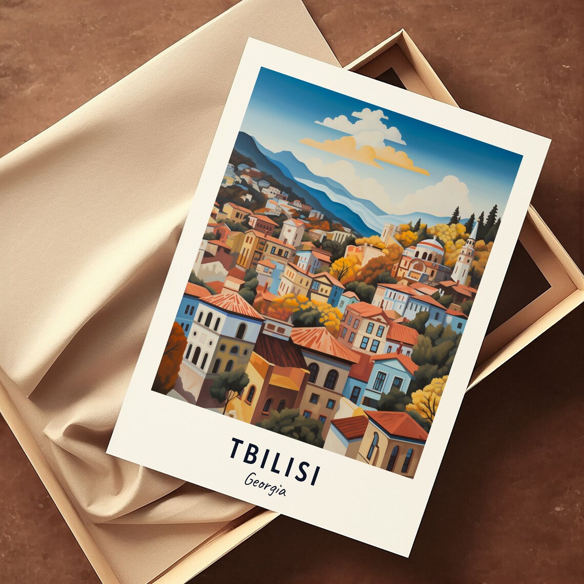 Tbilisi Georgia Old Town Hillside Autumn Colors City Travel Poster - Image 3