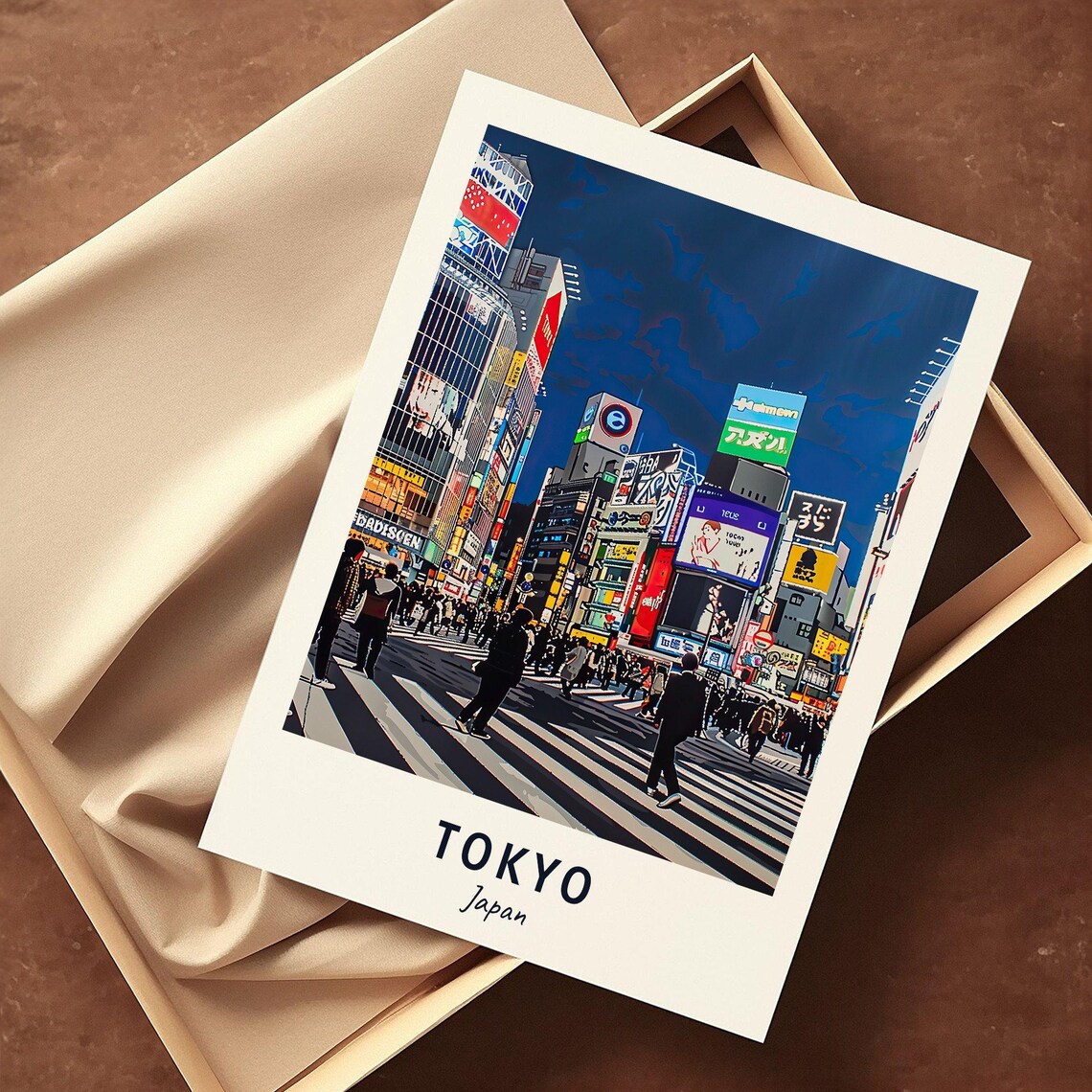 Tokyo Japan Night Scramble Crossing Neon City View Travel Poster - Image 3