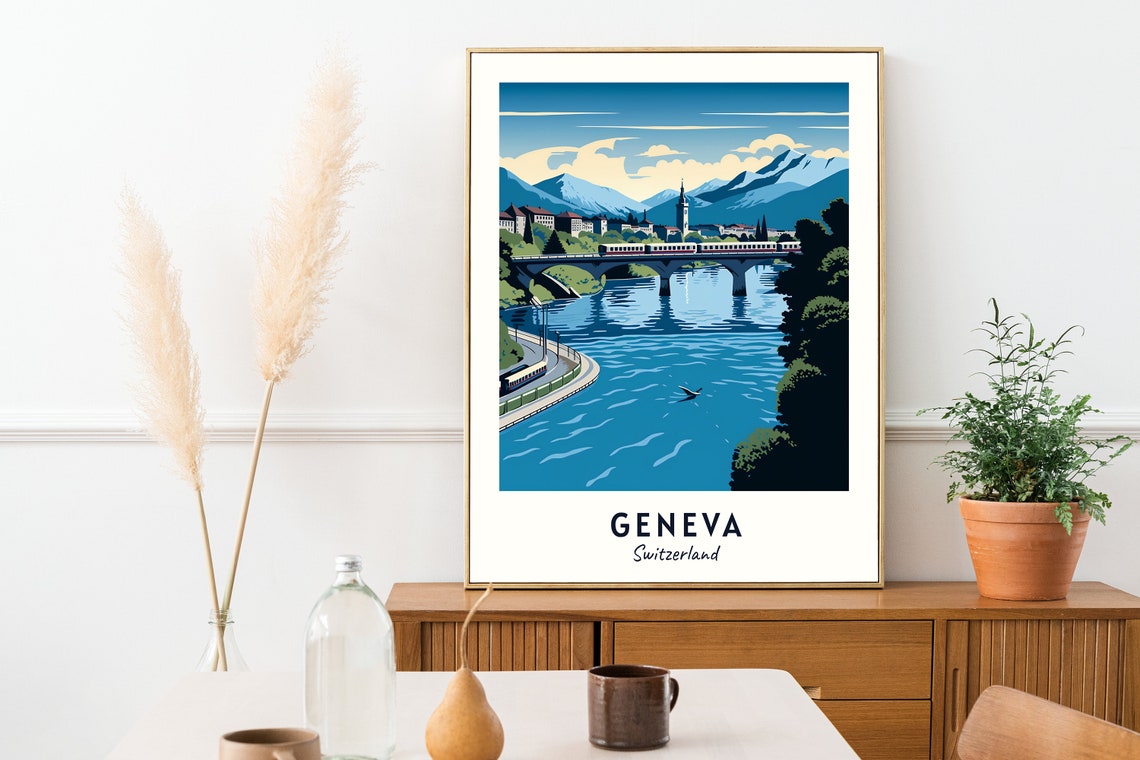 Geneva Travel Print Wall Art Geneva Switzerland City Print Geneva Travel Gift Geneva City Poster Travel Gift - Image 2