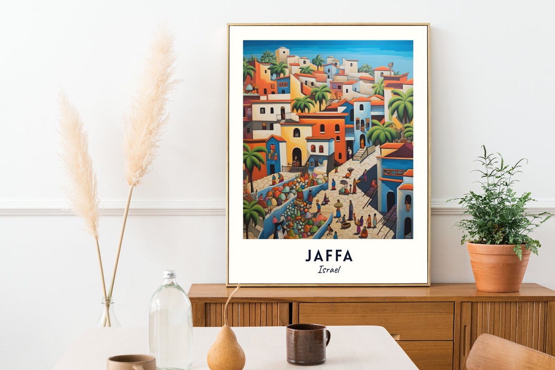 Jaffa Israel Colorful Flea Market Old Street Bustling Scene Poster - Image 2