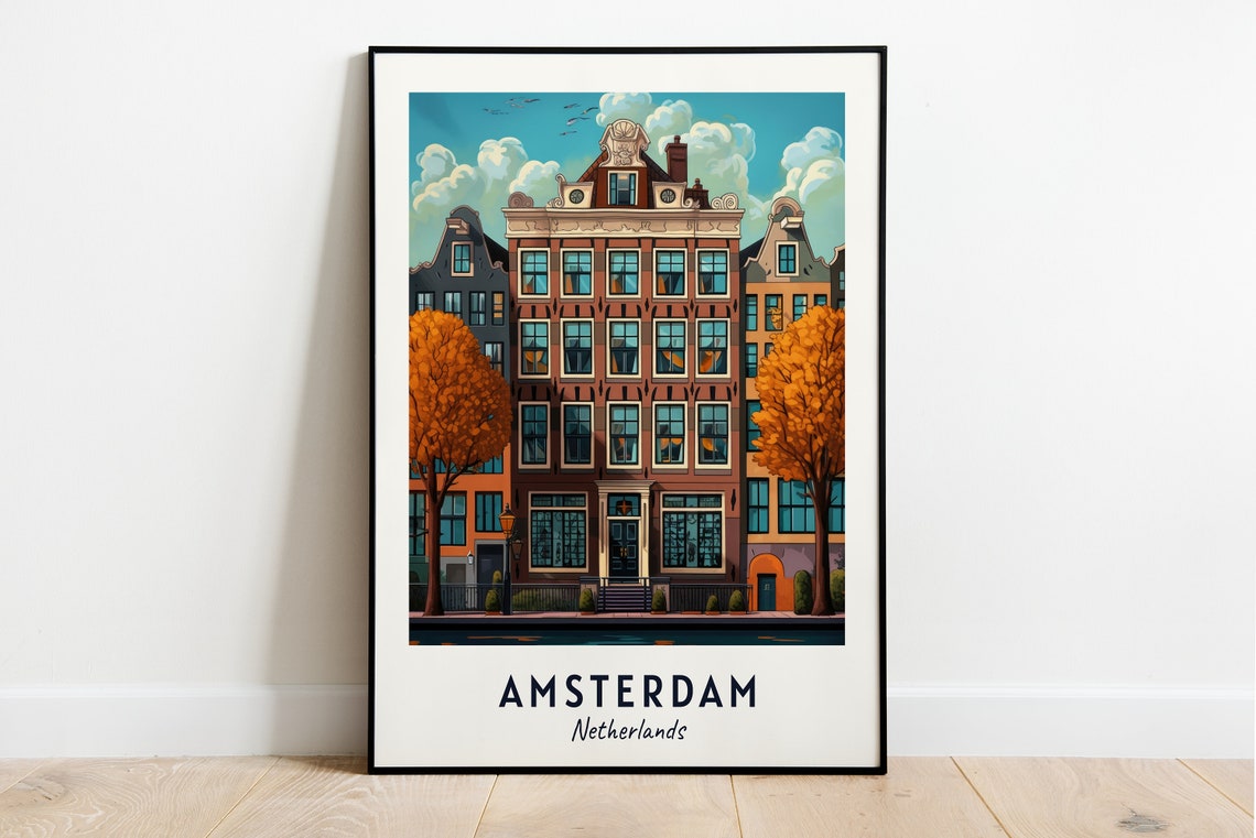 Anne Frank House Travel Print Wall Art Amsterdam Netherlands City Print Anne Frank House Travel Gift Anne Frank House Poster Wall Art