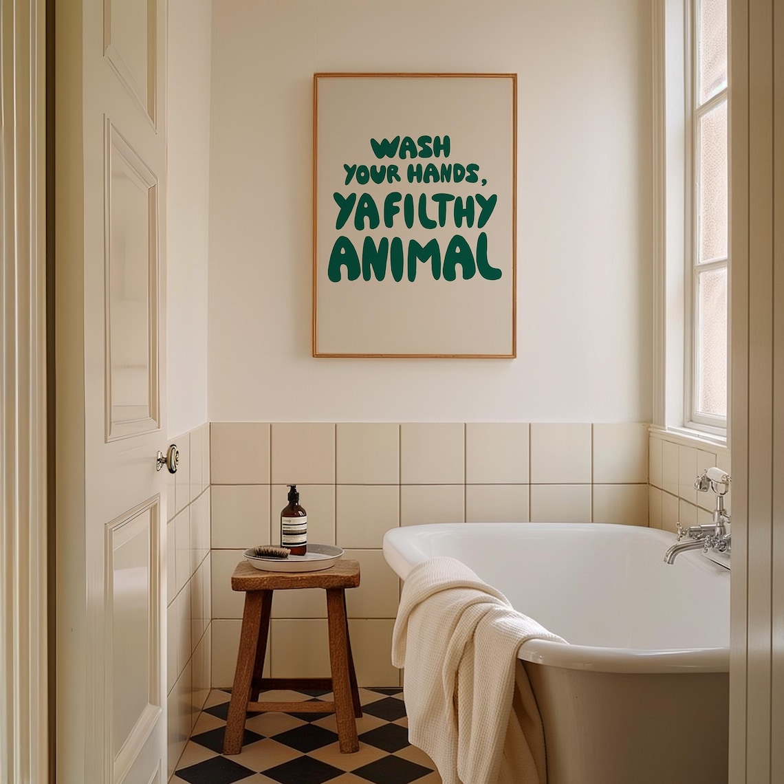 Wash Your Hands Retro Bathroom Art Print - Image 3