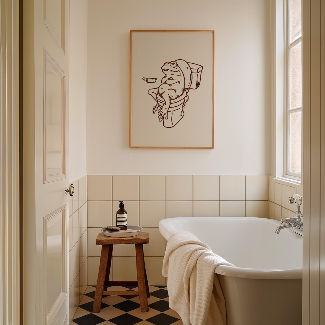 Retro Frog On Toilet Poster, Funny Bathroom Decor - Image 3